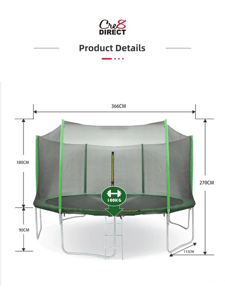 Round Spring Kids Outdoor Trampoline 14FT with Enclosure Fitness Trampoline