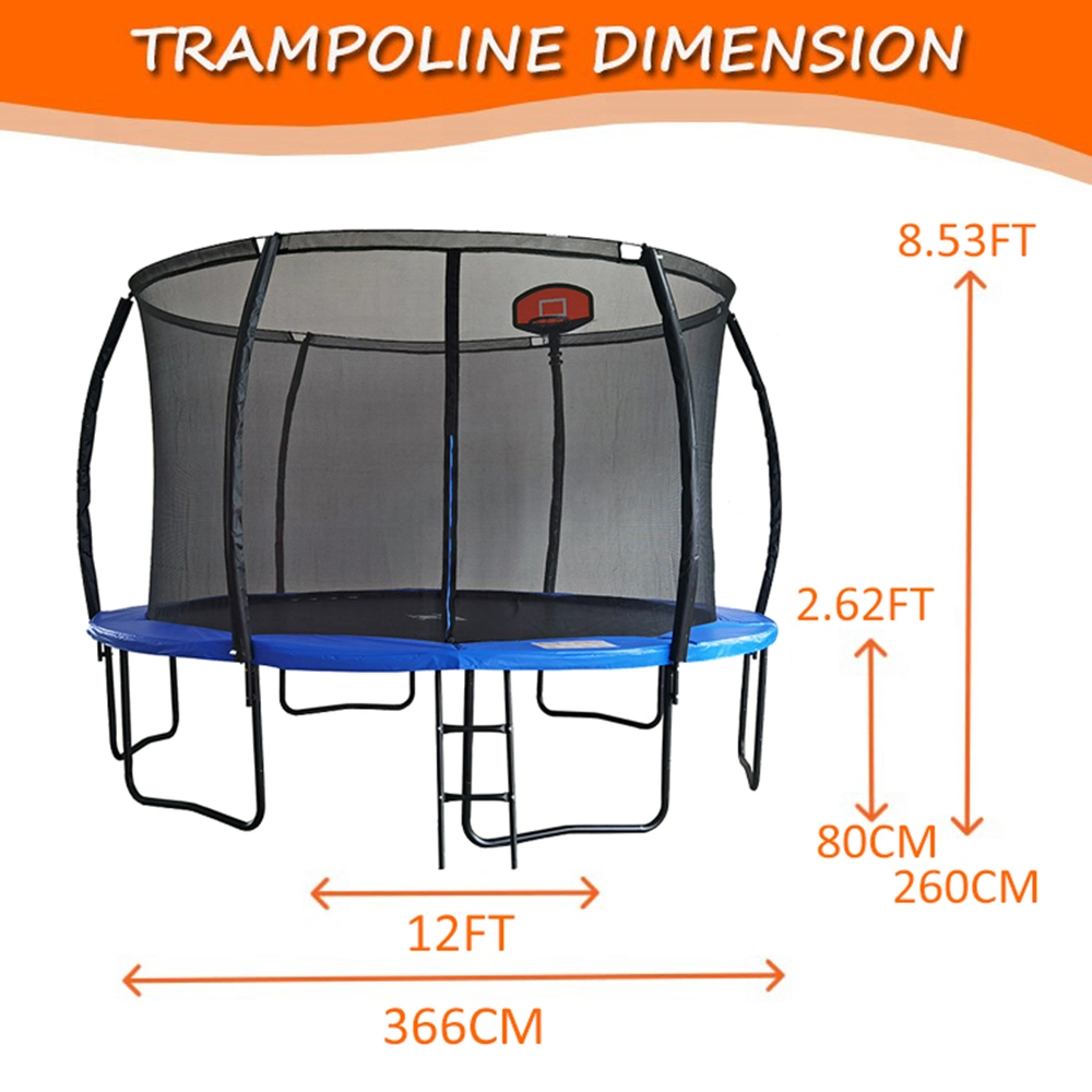 New Arrival 12FT Large Outdoor Trampoline Sales with Basketball Hoop