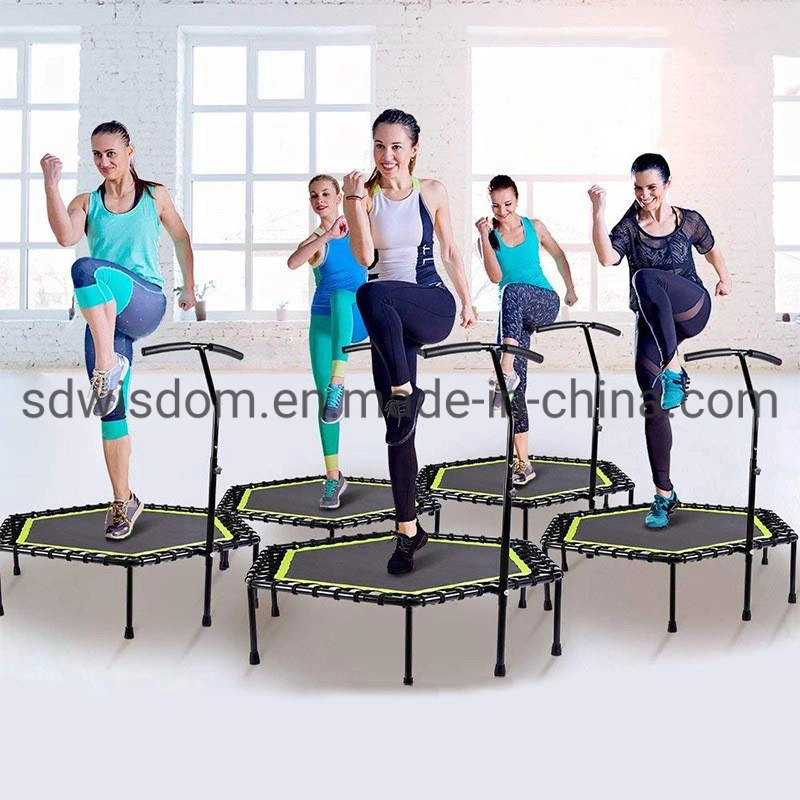 Indoor Exercise Home Commercial Gym Fitness Equipment Mini Hexagon Trampoline /Hex Trampoline with Adjustable Handlebar