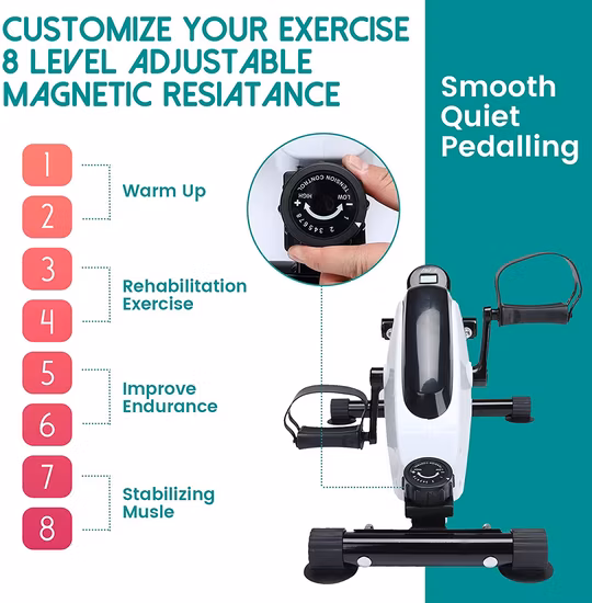 Under Desk Bike Pedal Exerciser Mini Magnetic Stationary Exercise Bike